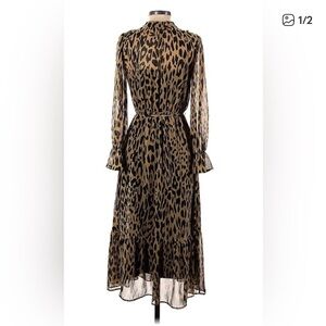 Banana Republic Leopard Print Long Sleeve Dress